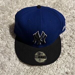 New Era Royal Blue and Black NY Yankees 59FIFTY Fitted Hat 7 3/8